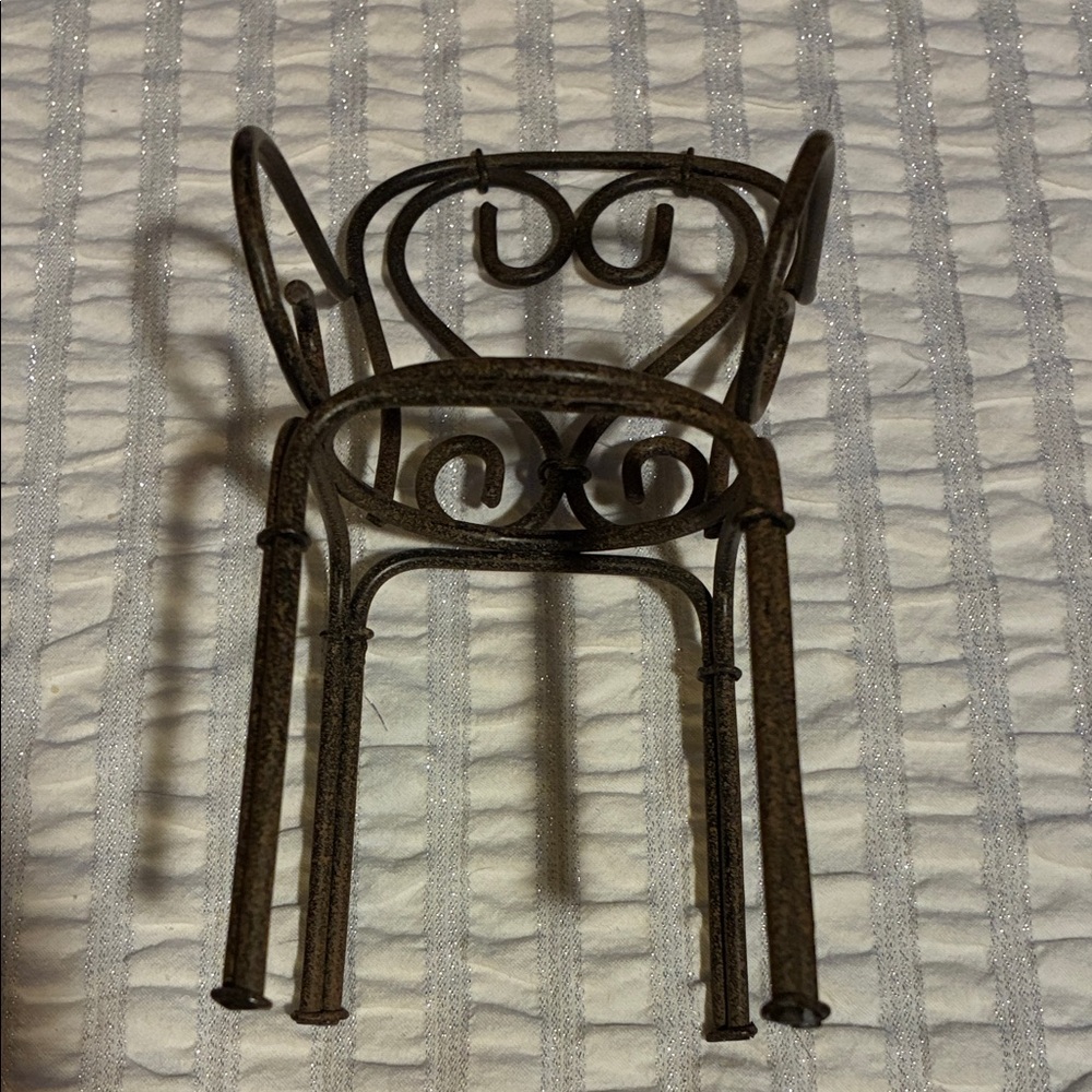 Vintage look Cast Iron Miniature Chair For Small Potted Plant